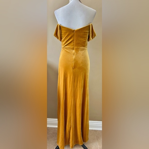 Jenny Yoo Gold Velvet Maxi Dress - Picture 7 of 12